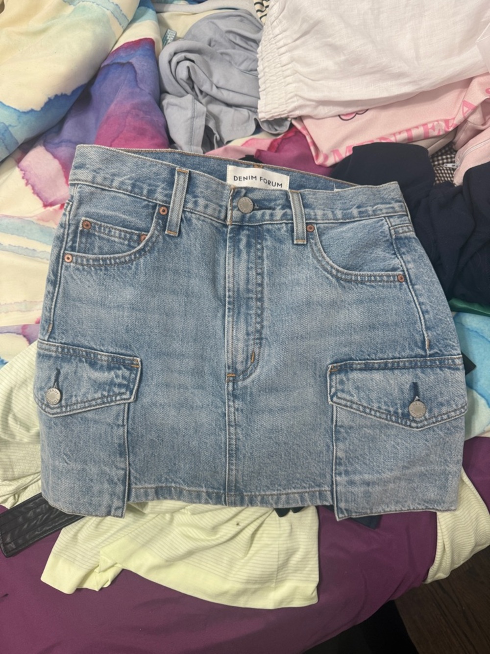 Aritzia Light Blue Denim Cargo Mini Skirt